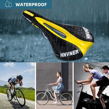 Комфортний сідло для велосипеда Cityrad Hohl Ergonomisch: ергономічне сідло для шосе, MTB, більшості велосипедів (280x140x55mm, чорний/жовтий)