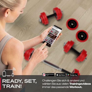 Sportstech 2-в-1 Гантельний Набір з Силіконовим Покриттям, 20/30 кг, Німеччина, AH300