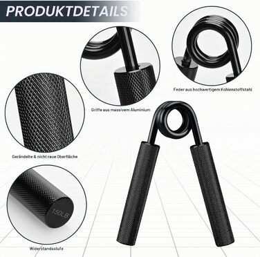 Griffkraft Trainer Set 50-250 LBS: Розвиток сили хвата, металевий тренажер для рук та пальців (набір 4 шт.)