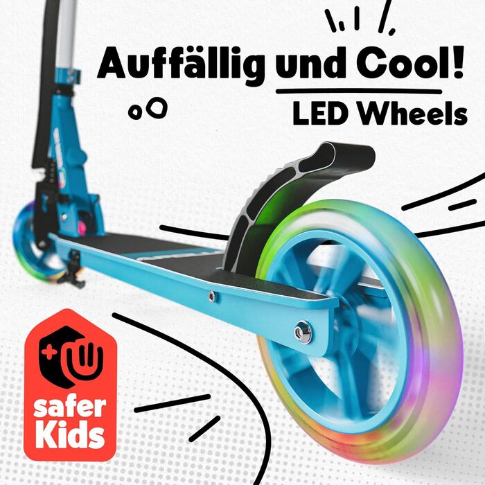 Самокат дитячий Apollo Skyracer City Blue з LED підсвіткою, 6+ років, складаний, з амортизацією