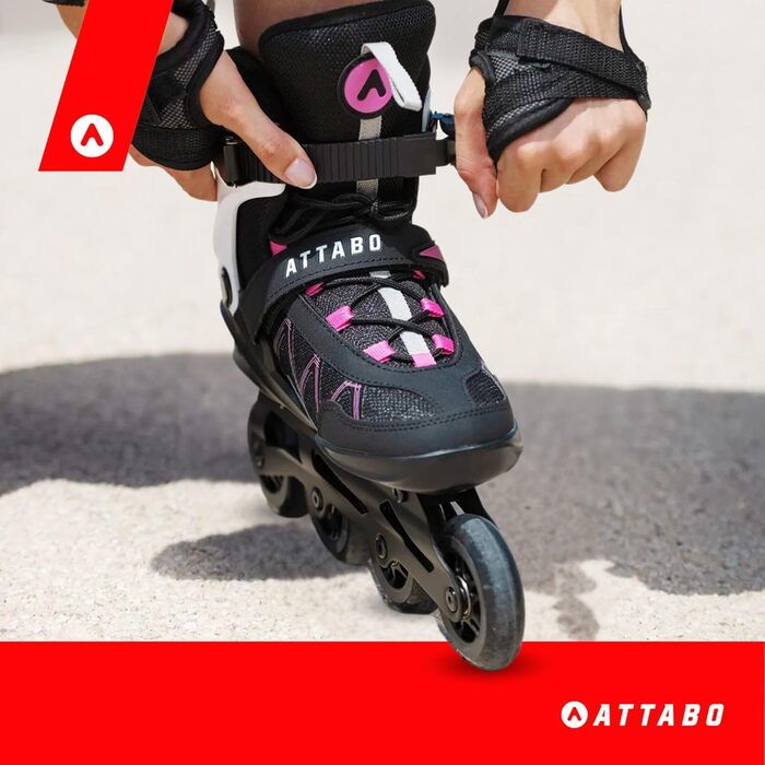Ковзани жіночі ATTABO Bliss, 37-42 EU, регульовані, з алюмінієвою пластиною та колесами 80 мм, PU-підшипники ABEC-7