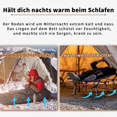 Легке туристичне ліжко TOMOUNT з алюмінієвого сплаву для кемпінгу, відпочинку на балконі, у саду, намету та подорожей на природі (чорне)