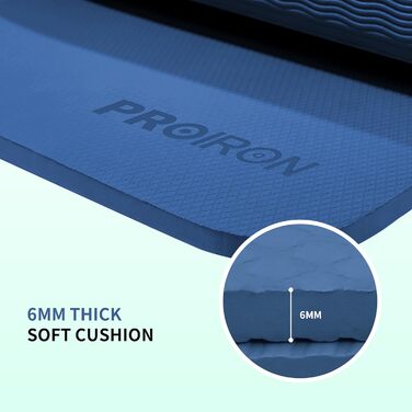 Складаний йога-мат PROIRON TPE 183x61x0,6 см, нековзкий, легкий, з сумкою, для фітнесу, пілатесу, синьо-зелений