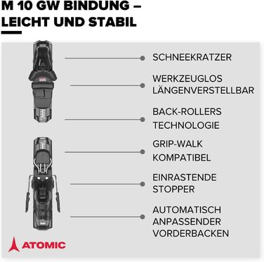 Льодогенератор ATOMIC RX REDSTER 2024/2025 (163 см) - Комплект для лижників-початківців та середнього рівня, з кріпленнями M 10 GW