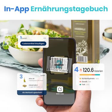 Електрична вага Etekcity для вимірювання жиру та м'язів, з великим дисплеєм, вимірювання частоти серця, USB-зарядка, підтримка Bluetooth/Wifi, 180 кг, 0.05 кг, підтримка безлічі профілів користувачів в додатку, темно-синій колір