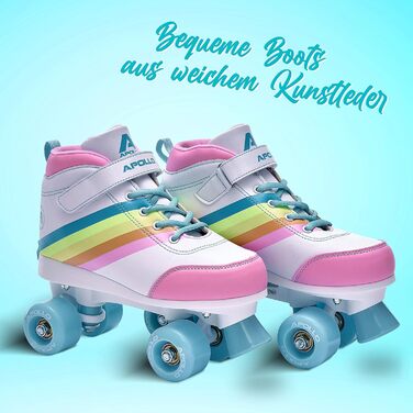 Дитячі ролики Apollo Disco Roller Soft з регульованим розміром, ролики для дівчаток та жінок, розміри 31-42, трендові ролики для дітей та дорослих (L (39-42), Rainbow Star)