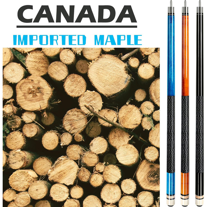 Набір більярдних київ Aklot (4 шт.) з канадського клена, 147 см, для професійних гравців, вага 510-595 г