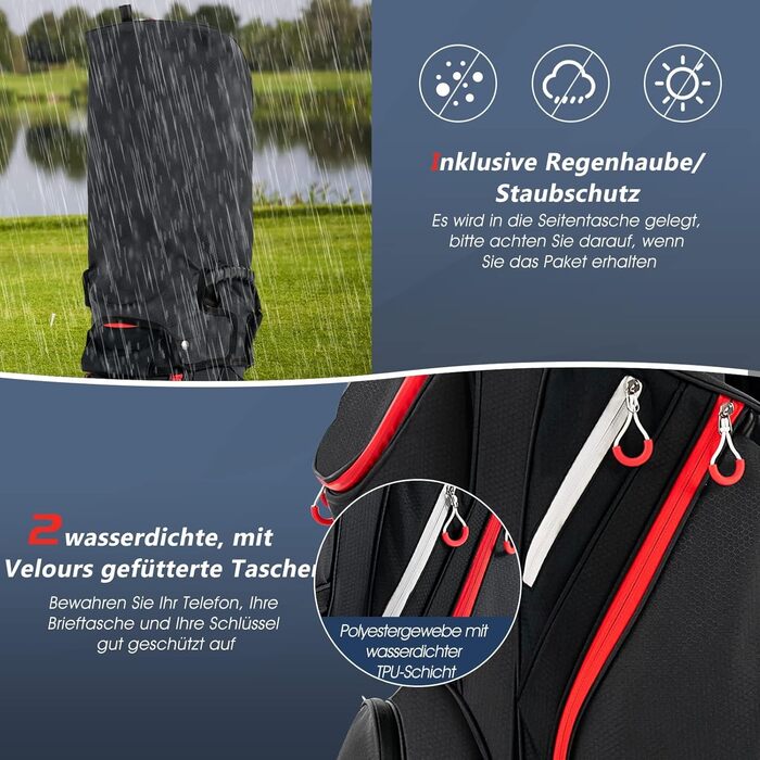 Сумка для гольфу FANTASK 14 відділень, чорна, 10.5'