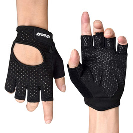 Фітнес рукавички для жінок та чоловіків: дихаючі рукавички для важкої атлетики, тренувань, спортзалу, бодібілдингу, силових тренувань, велоспорту. Чорний, розмір M