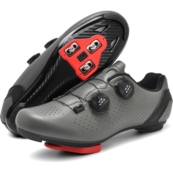 Велосипедні шкарпетки для чоловіків та жінок, шосейні велотуфлі, сумісні з SPD, SPD-SL, Look Delta/Keo | Універсальні велотуфлі для Peloton, шосе та велотренажери | Легкі та дихаючі, 40 EU, сірі