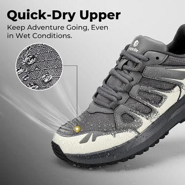 Черевики для хайкінгу FitVille для чоловіків, широкі, водонепроникні, розмір 40-50, підтримка склепіння стопи, сіро-бежеві