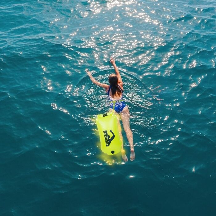 Буя для плавання 28L, Schleppschwimmer для Open Water, Triathlons, водонепроникний Dry Bag, жовтий