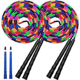 Довга скакалка Kingcolor Double Dutch 4,8 м, м'які намистини, регульована, для дітей і дорослих, для 5-6 осіб, 1 або 2 шт.