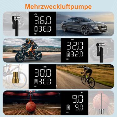 Електрична повітряна помпа-компресор 7800mAh, 150PSI з акумулятором, компактний електричний насос для велосипедів, авто, мотоциклів, м'ячів з манометром