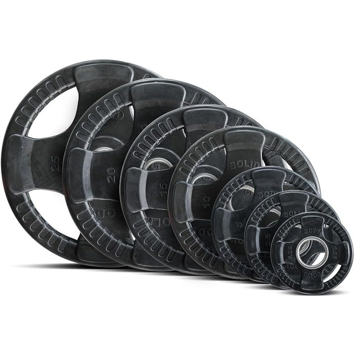 Олімпійський диск Body Solid 20 кг з гумовим покриттям, 4-грифовий