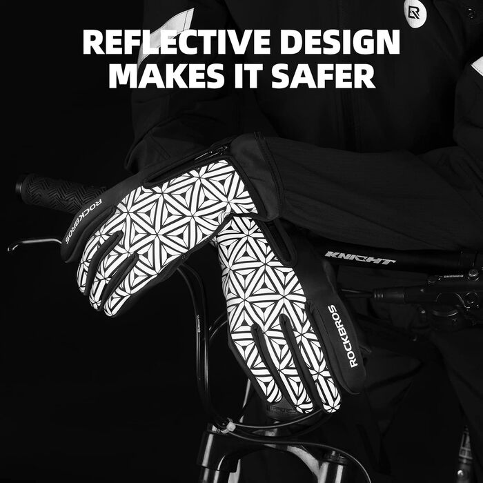 Велосипедні рукавички ROCKBROS зимові теплі з сенсорним екраном, антиковзні спортивні рукавички для їзди на велосипеді, бігу, фітнесу (XL, чорно-білі)