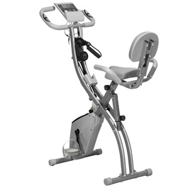 Велотренажер HOMCOM X-Bike 2-в-1 складаний велосипедний тренажер з LCD дисплеєм 8-рівневий магнітний опір сталевий натяжний трос сірий 97x51x115 см