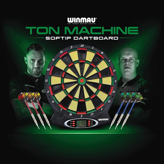 Електронна дартс-дошка WINMAU Ton Machine з м'якими наконечниками та дротиками