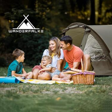 Намет WANDERFALKE® для 2-4 особи, водонепроникний (4000 мм), ультралегкий, з невеликим об'ємом у складеному стані. Сімейний намет з тамбуром для кемпінгу, подорожей, риболовлі. Підходить для теплої та холодної погоди (CAMP 4)