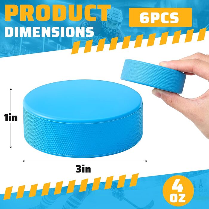 ShinyRelief Набір з 6 важезних хокейних шайб для тренувань, 118 г, блакитні