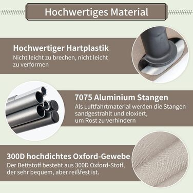 TOMOUNT Легке розкладне ліжко з алюмінію для кемпінгу: компактне, портативне, для відпочинку на природі, у наметі, у подорожах - зелене (хакі)