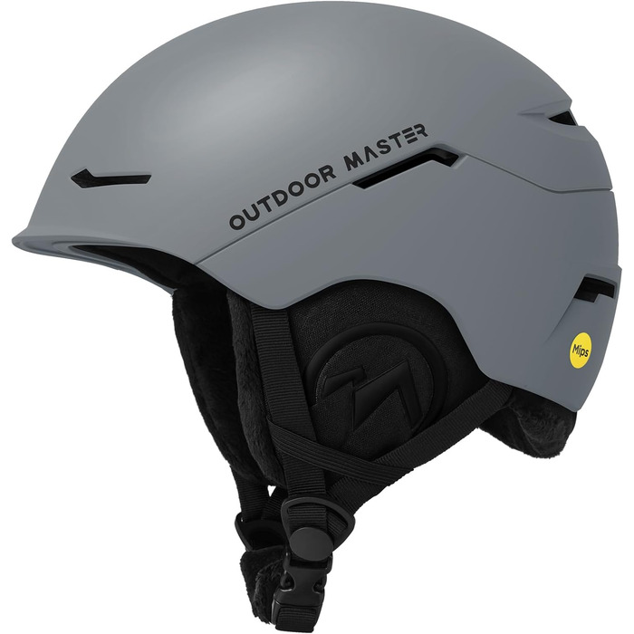 Гірськолижний шолом OutdoorMaster ELK MIPS для сноуборду та лиж, матовий сірий, розмір L, для чоловіків, жінок і підлітків