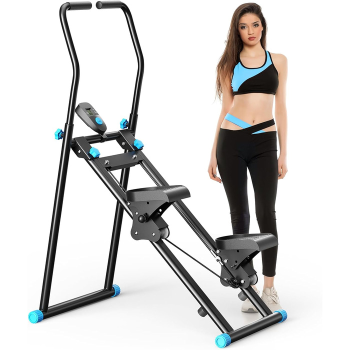 Вертикальний степер для дому: Кліматична машина з регулюванням опору, LCD-дисплеєм та складним педалем