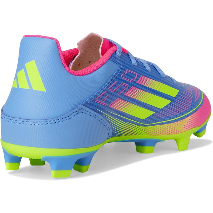 Футбольні бутси adidas F50 Club для унісекс, гнучка підошва, розмір 48 EU, Blue Fusion/Lucid Lemon/Lucid Pink
