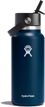 Термобутилка HYDRO FLASK 946 мл з трубочкою, вакуумна нержавіюча пляшка, індиго, герметична кришка