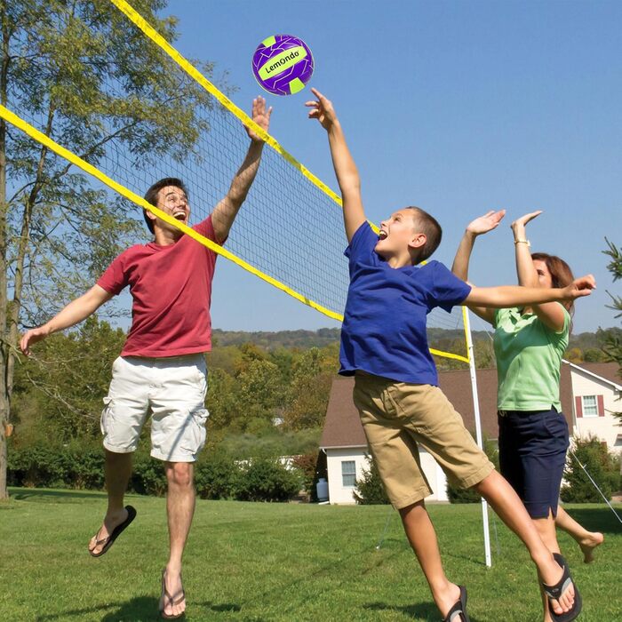 Волейбольний м'яч Lemondo Soft PU розмір 5 з помпою – вологостійкий, для пляжу, тренувань, залу та вулиці – комфортне зчеплення (з помпою)