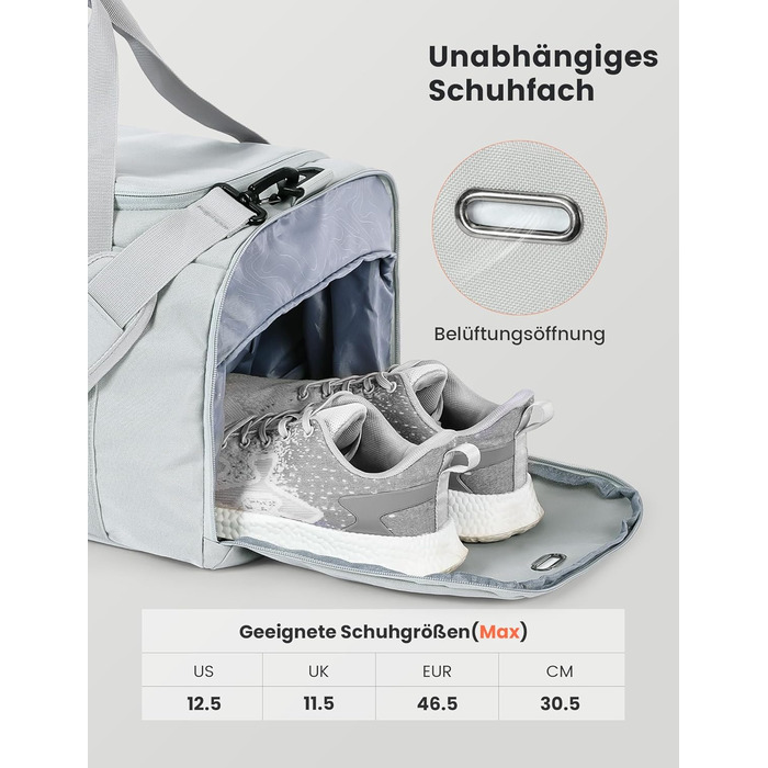 Спортивна сумка SKYSPER 40л з рюкзак-функцією, для спортзалу, подорожей, басейну, сіра