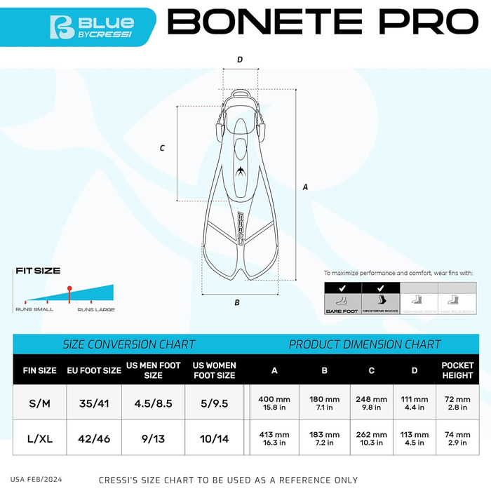 Ласти CRESSI Bonete для плавання, дорослі, регульовані, чорні S/M