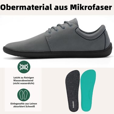 Чоловічі тапочки-мінімалісти SAGUARO Noble II, сірі, розмір 36-48. Легкі, з широкою передньою частиною та антиковзкою підошвою.