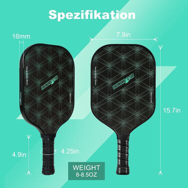 Набір для піклболу Ergonomicstar: фібергласові ракетки, 4 м'ячі, сумка, захист, легкі ракетки для початківців, для гри в приміщенні та на вулиці, чорний