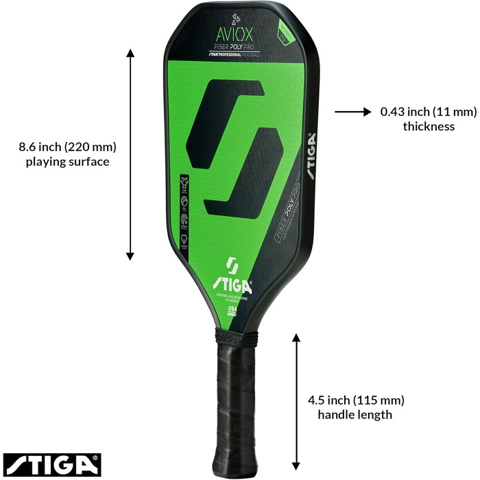 Піклбол ракетка STIGA Aviox Fiber Poly Pro, зелена