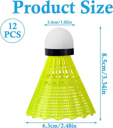 Набір для бадмінтону FYSL 12 штук: міцні нейлонові волани для гри на вулиці, тренувань та відпочинку