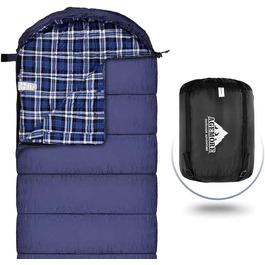 Спальний мішок для дорослих Baumwoll-Flanell, 100% бавовна, для кемпінгу, походів, 3-4 сезони, блакитний