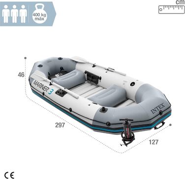 Надувний човен Intex Mariner 3 для трьох осіб з веслами та насосом
