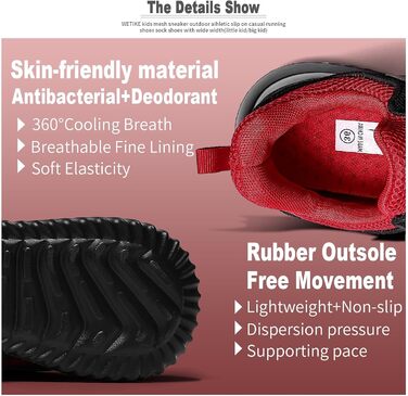 Дитячі кросівки VITIKE для хлопчиків та дівчаток, 37 EU, рожево-чорні