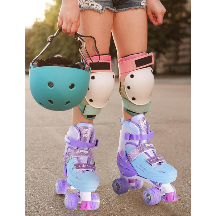 Ролики для дітей 2PM SPORTS: регульовані, рожево-блакитні, для дівчаток-початківців, для катання в приміщенні та на вулиці (M, 32-36 EU)