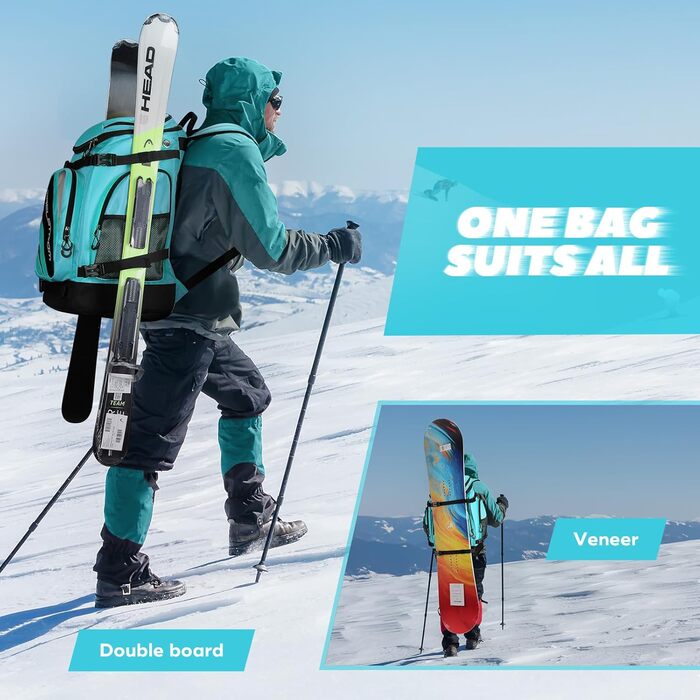 Чохол для лижних черевиків Maelstrom, 55 л, великий рюкзак для подорожей, водонепроникний для сноуборду та лижного спорядження (Морська синя)