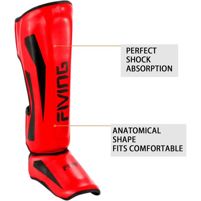 Шокери для ніг FIVING MMA з захистом зап'ястя, регульовані, з підкладкою, для муай-тай, кікбоксингу та спарингу. Білі (червоні, L)