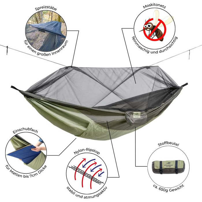 Гамак Amazonas Moskito-Traveller Thermo Ultra-Light з москітною сіткою 2.75x1.4м до 200кг