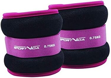 Набір вагів SportVida для ніг та рук: манжети для щиколоток, різні ваги та кольори (фіолетовий)