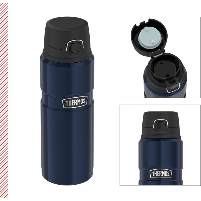 Термос Thermos Stainless King 0,7 л, нержавіюча сталь, синій, герметичний, зручна кришка, зберігає тепло 15 годин/холод 24 години, безпечний, BPA-free