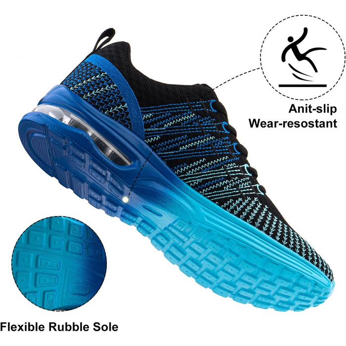 Жіночі кросівки для бігу Hitmars: спортивне взуття з повітряною подушкою, дихаюче, антиковзне, легке, для бігу по вулицях, снікерси, для джогінгу, фітнесу та ходьби. Розміри EU 36-42 (блакитні, 42 EU)