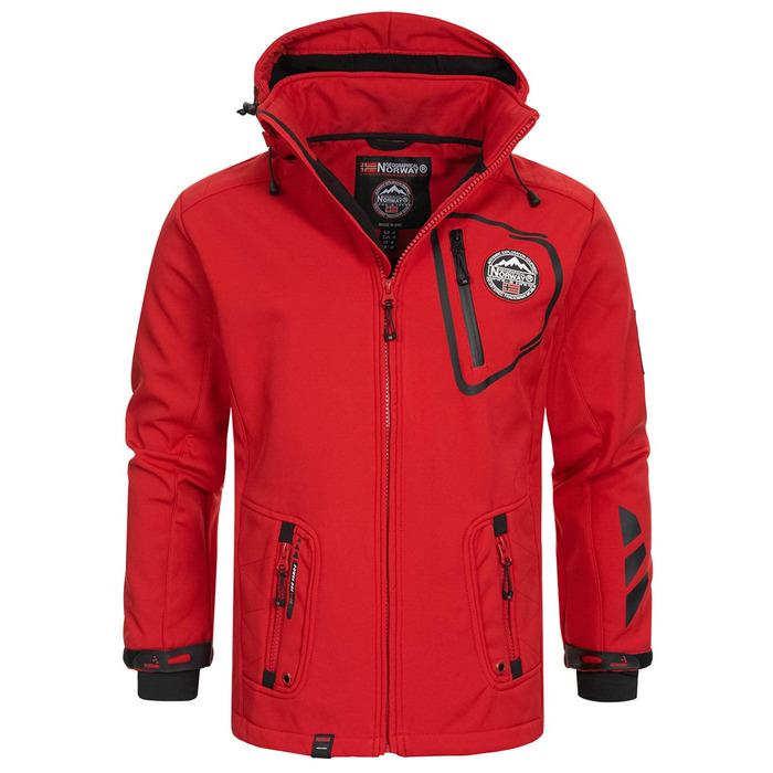 Чоловіча куртка-софтшелл Geographical Norway Tacebook водонепроникна та дихаюча з капюшоном, тактична вітрівка для походів, лиж та активного відпочинку (Осінь/Зима/Весна), р. S, червона