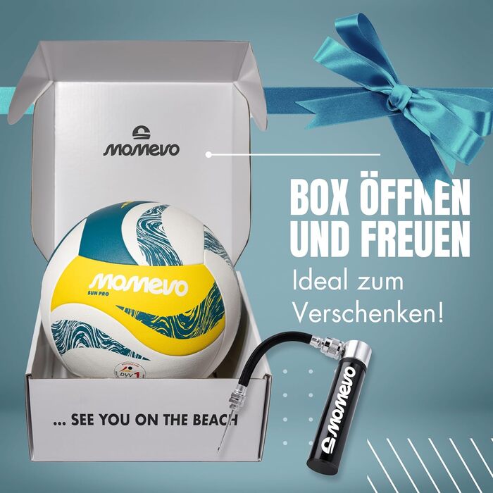 Волейбольний м'яч SunPro для пляжного волейболу, сертифікований DVV, розмір 5, м'яка поверхня з мікрофібри PU - для пляжних та спортивних ігор на піску, подарунок (у комплекті з насосом)