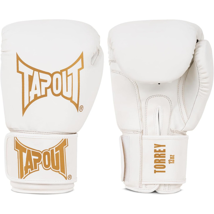 Боксерські рукавички Tapout з екошкіри Torrey, білі/золоті, 8 oz