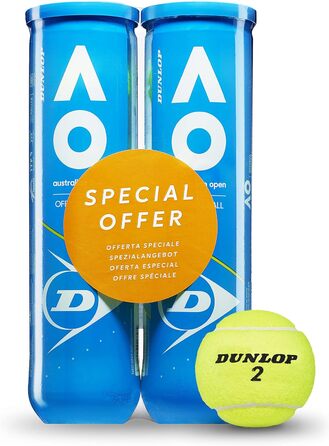 Тенісні м'ячі Dunlop Australian Open для глини, хардкорту та трави, 8 шт.
